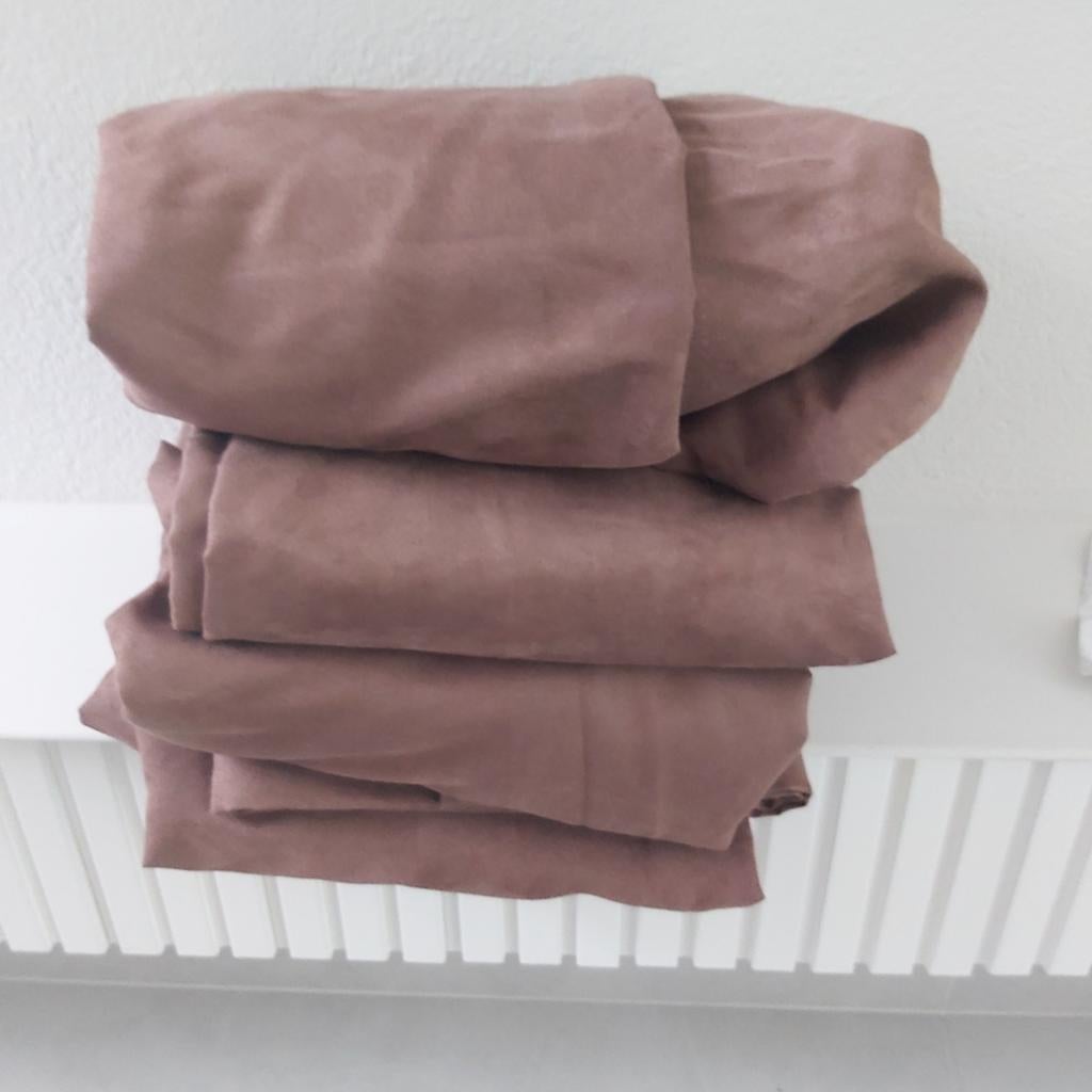 4x Bruine Velours Gordijnen - 96x159 cm, Gebruikt, Bruin, Klassiek, Warm, Sfeervol, 150 tot 200 cm