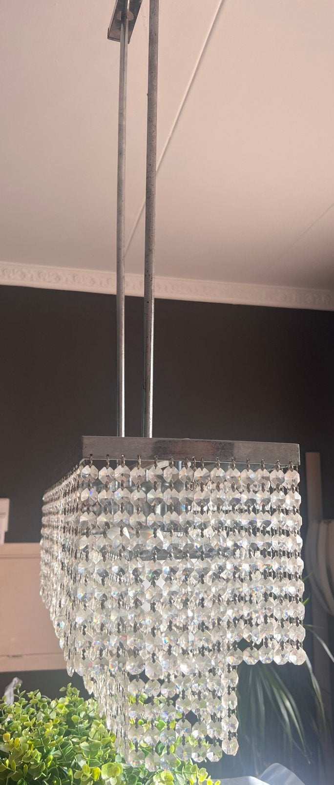 Prachtige kristallen lamp hanglamp kroonluchter kristal glam, Ophalen, Zo goed als nieuw