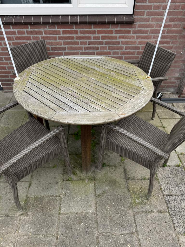 Teak Tuintafel - 120cm breed, Tuin en Terras, Tuintafels, Ophalen, Zo goed als nieuw, Rond, Teakhout