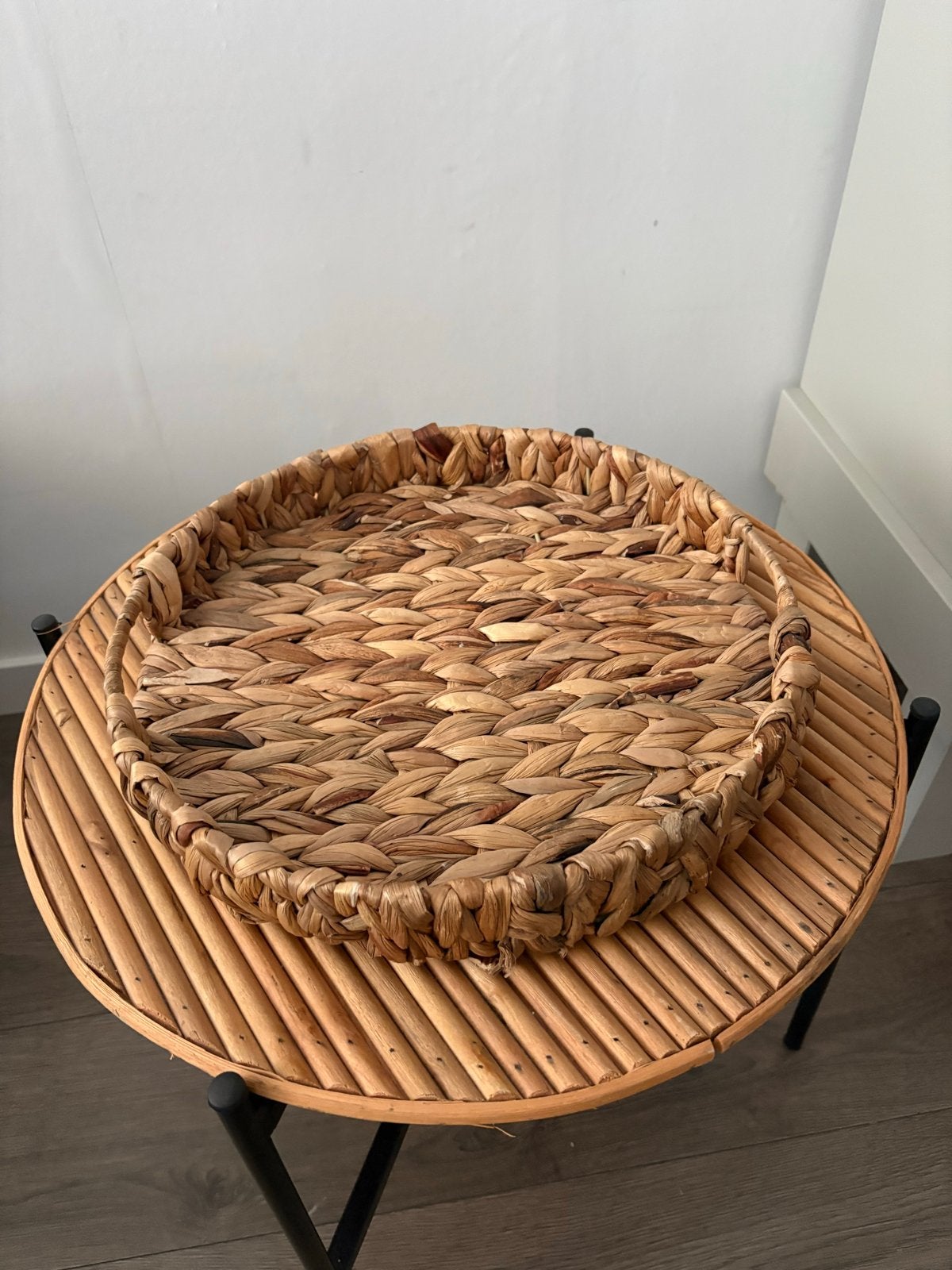 Rond dienblad van zeegras - 36 cm, Gevlochten, Natuurlijk materiaal, Rond, Ophalen of Verzenden
