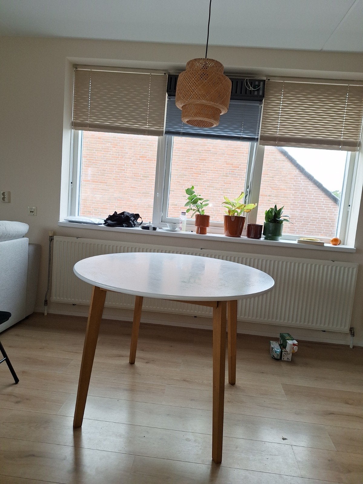 Witte ronde tafel - 120 cm, Huis en Inrichting, Ophalen, Gebruikt, Rond, Vier personen