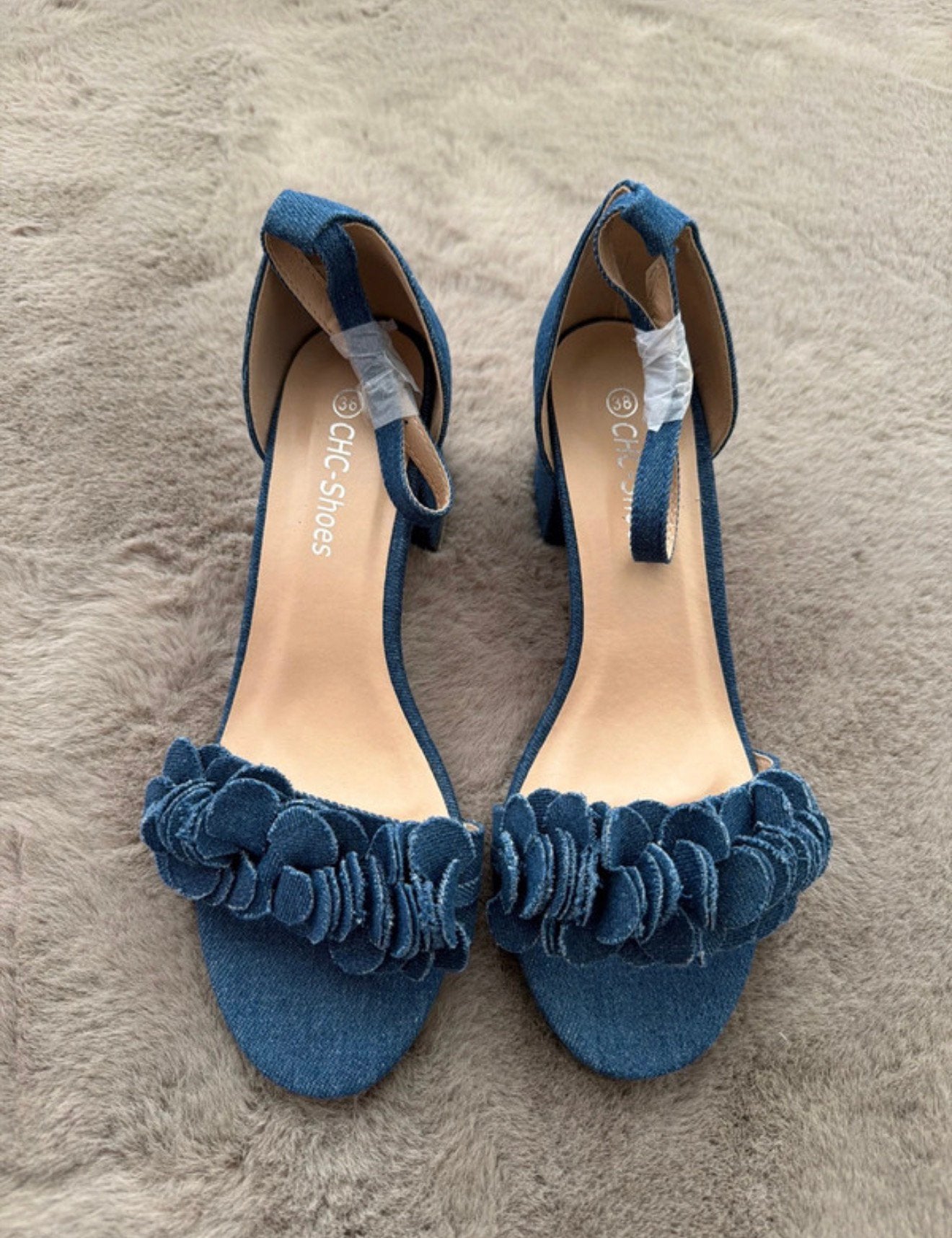 Blauwe Denim Sandalen met Ruffles/Bloemen, Ophalen of Verzenden, Nieuw, Meisje, Overige typen
