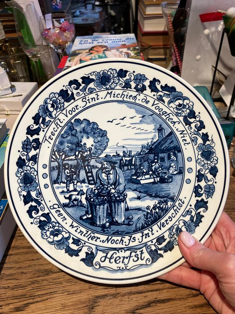 Royal Goedewaagen Blue Delft Herfst Wandbord, Ophalen of Verzenden