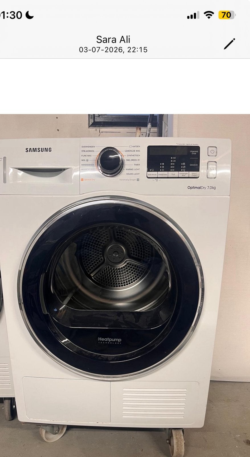 Samsung droogcombinatie 7,0 kg, Witgoed en Apparatuur, Was-droogcombinaties, 6 tot 8 kg, Ophalen of Verzenden, Zo goed als nieuw