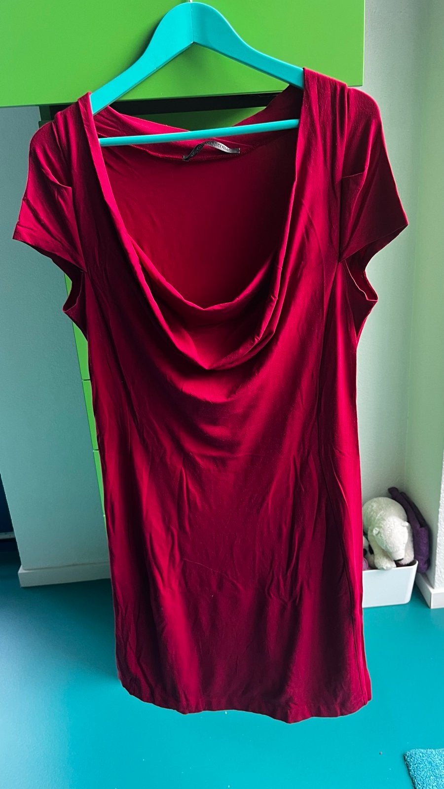 Cora Kemperman Rode Jurk Watervalhals XL, Ophalen of Verzenden, Gedragen, Maat 42/44 (L), Rood