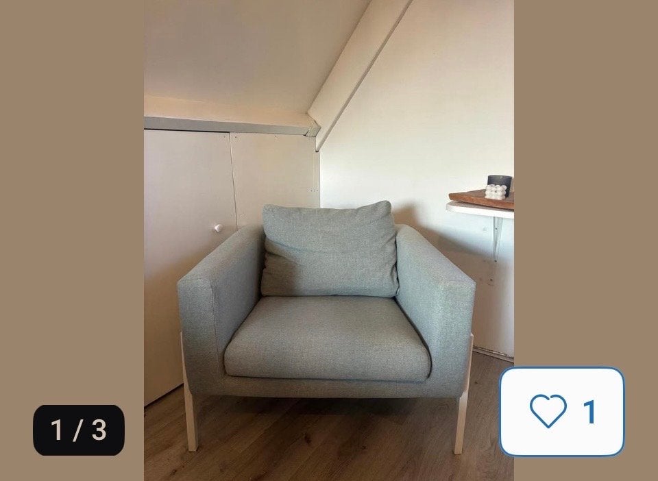 Ikea Koarp Fauteuil - Baby Blauw, Huis en Inrichting, Fauteuils, Ophalen, Zo goed als nieuw, Stof, 75 tot 100 cm