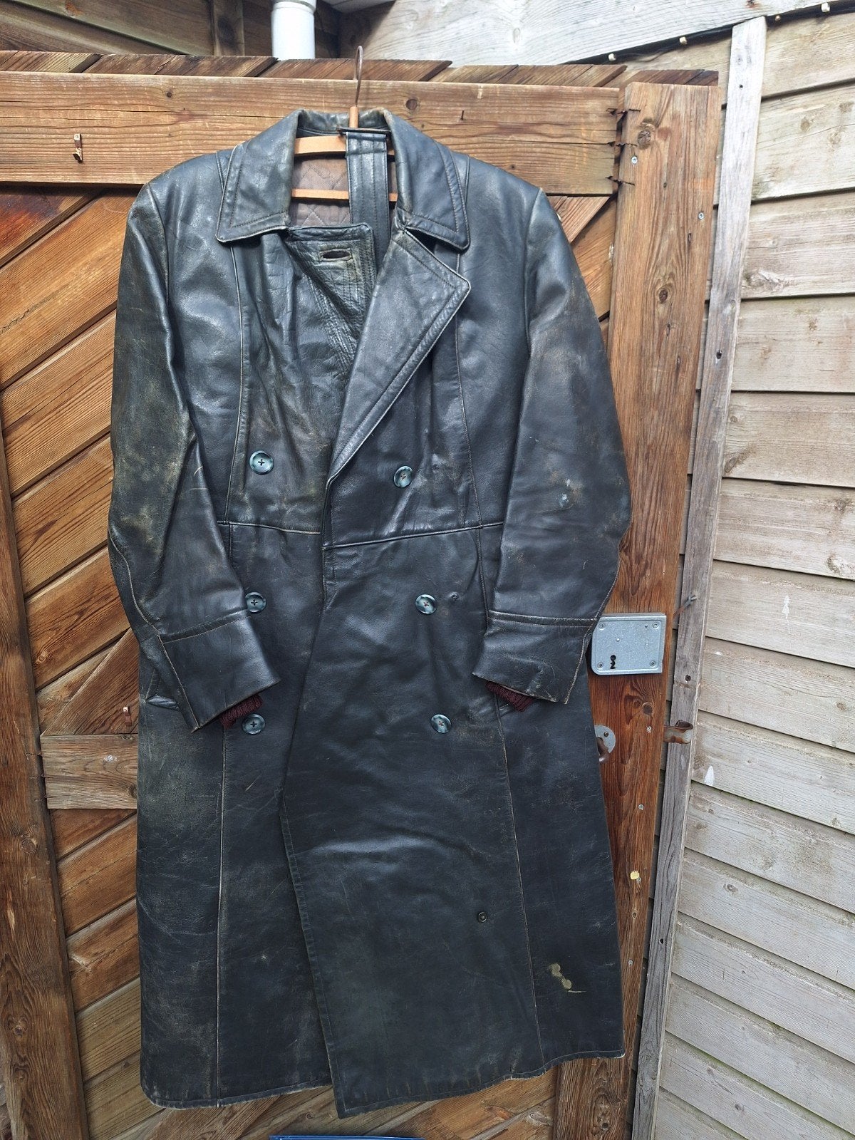 Vintage Leren Jas/Trenchcoat - De Werkman Leeuwarden, Ophalen