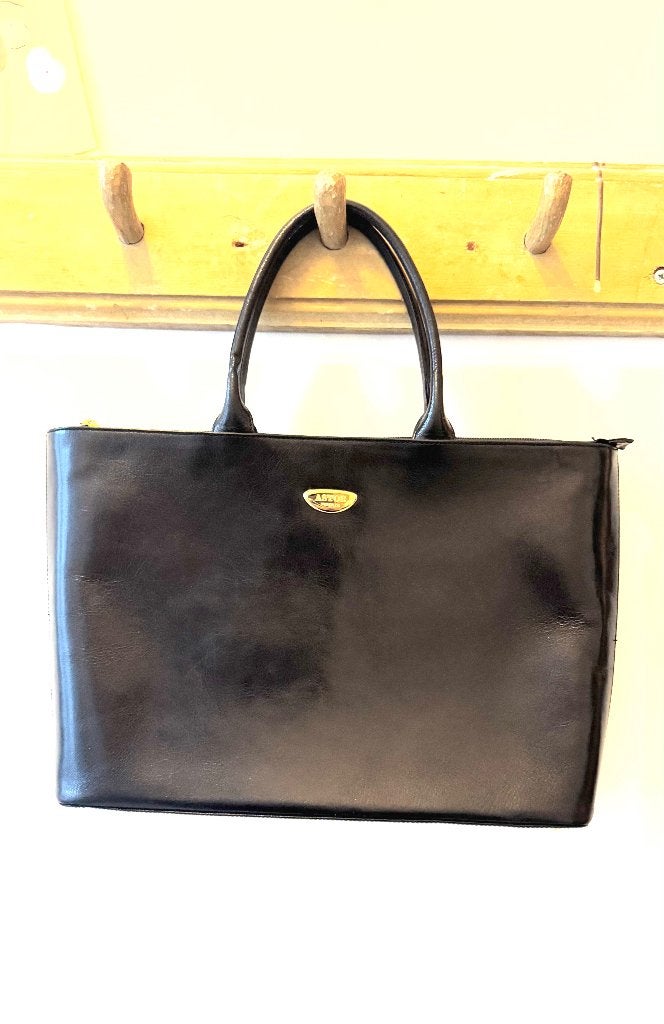 Astor prachtige leren lak tas attache 40 x 25, 40 tot 60 cm, 30 cm of meer, Bruin, Minder dan 35 cm