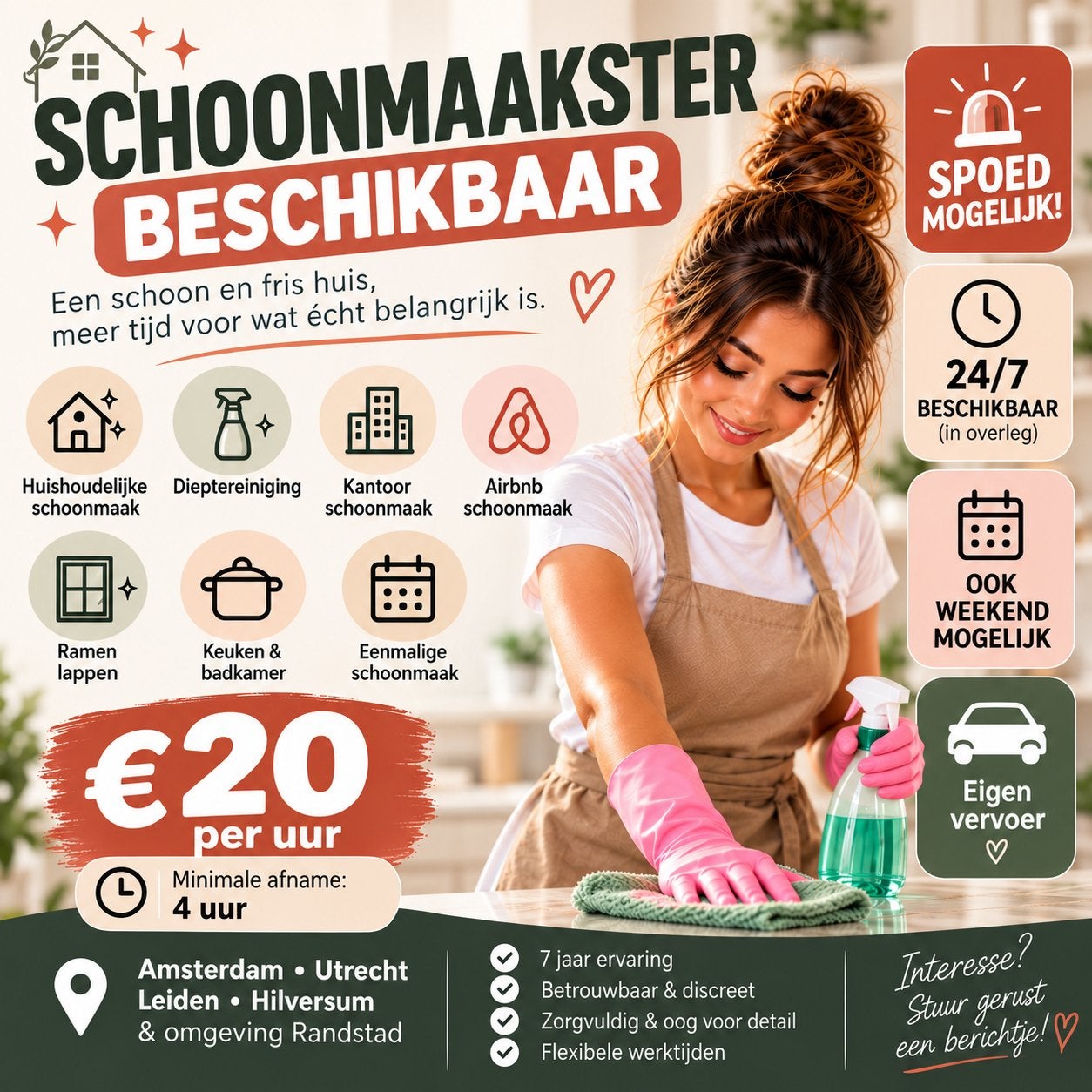 Schoonmaakster Beschikbaar, Vanaf 5 jaar, Overige vormen