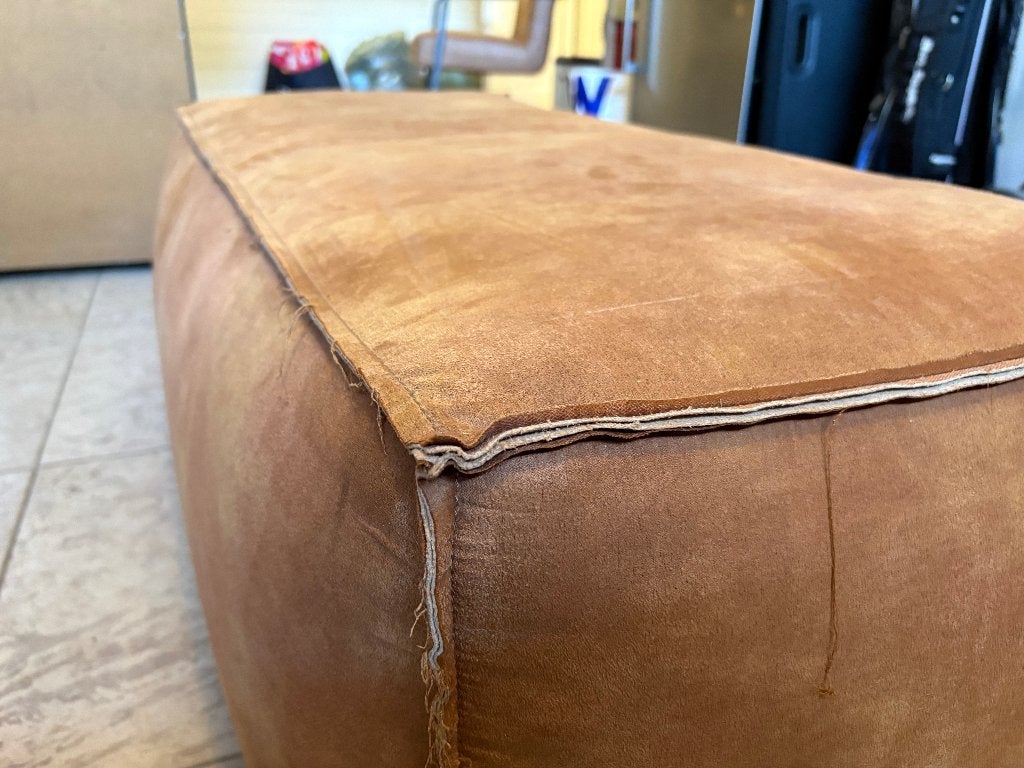 Rodeo Bruine poef van eco-leder, Huis en Inrichting, Ophalen, Eenpersoons, Minder dan 75 cm, Stof