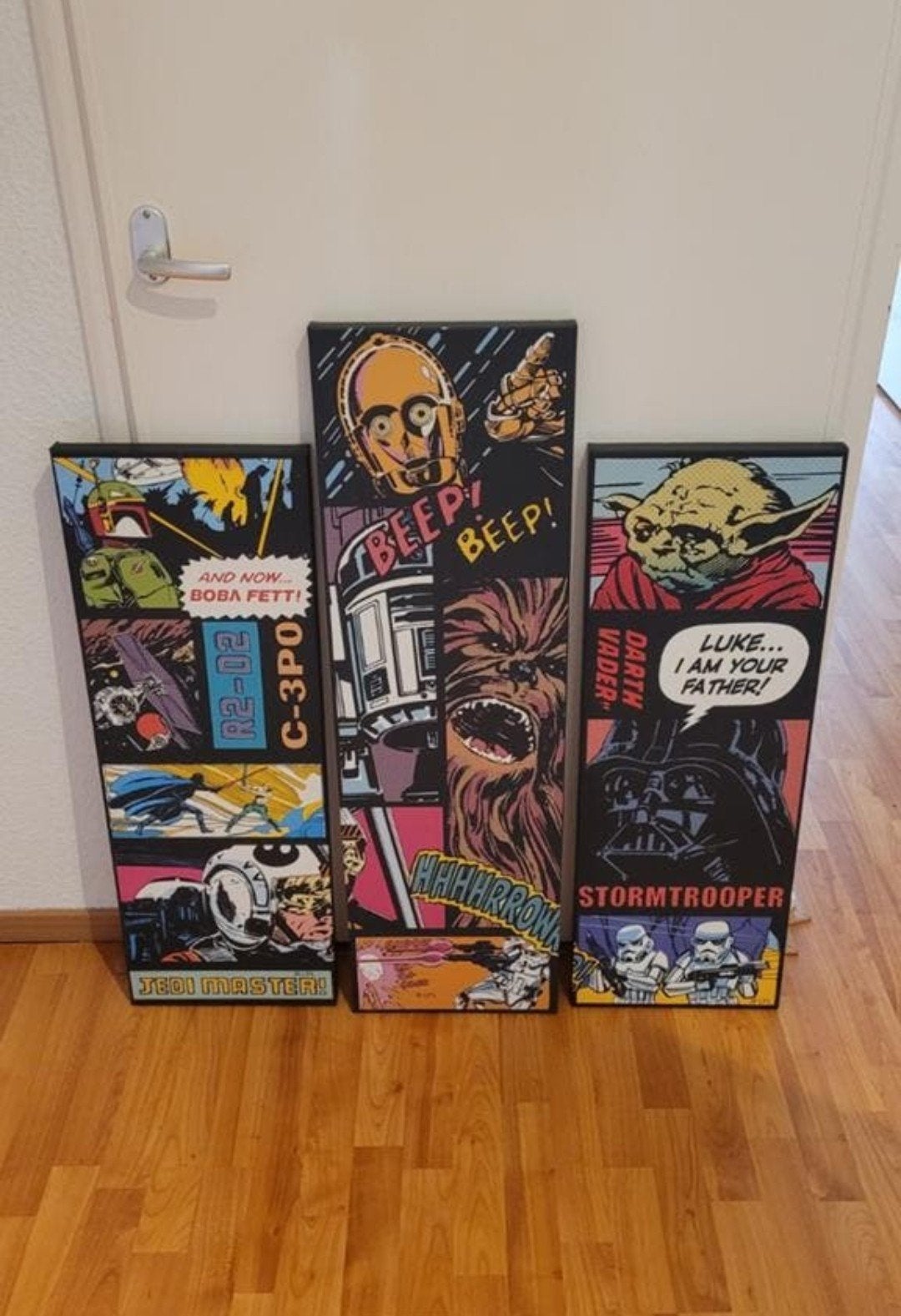 Star Wars Drieluik Canvas Set - Comic/Pop-Art (Topstaat!), Ophalen, Minder dan 50 cm, 75 – 100, Print