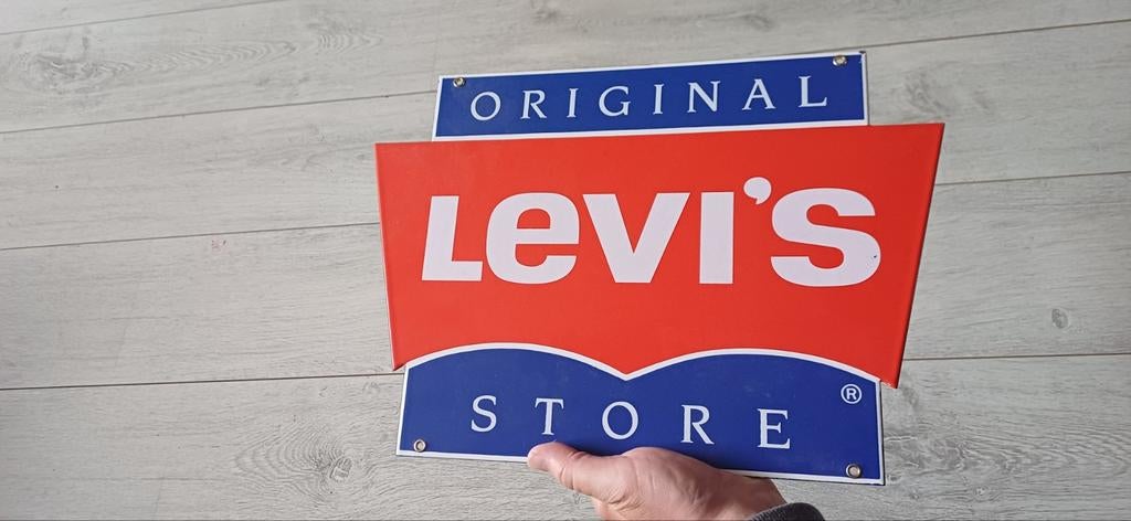 Vintage 90's Emaille Levi's bord ( Topstaat ) 150.-, Ophalen