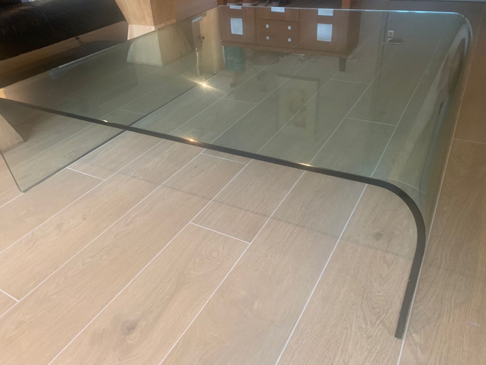 Fiam Italia salontafel, Ophalen, Gebruikt, Glas, Rechthoekig