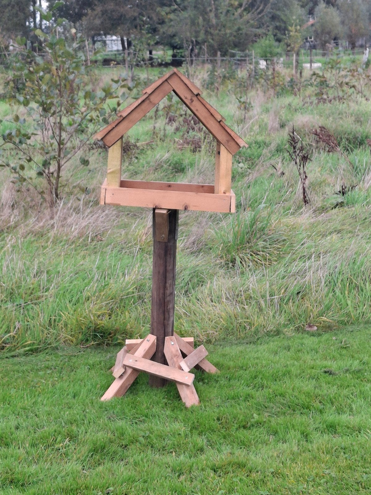 Houten Vogelhuisje op Paal - Handgemaakt, Tuin en Terras, Ophalen, Nieuw