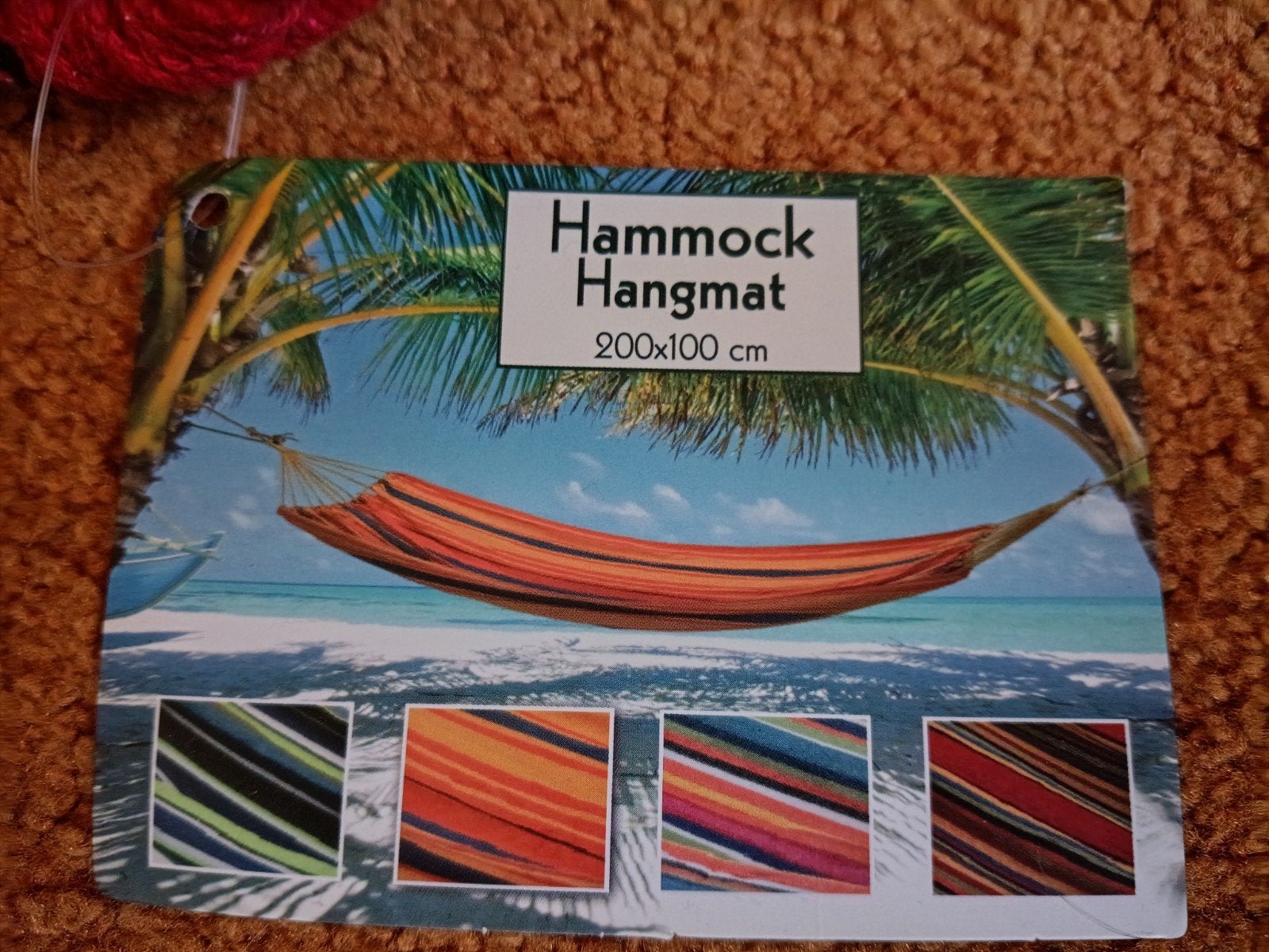 Nieuwe gestreepte hangmat 200x100 cm, Opvouwbaar, Nieuw, Ophalen of Verzenden, Eenpersoons