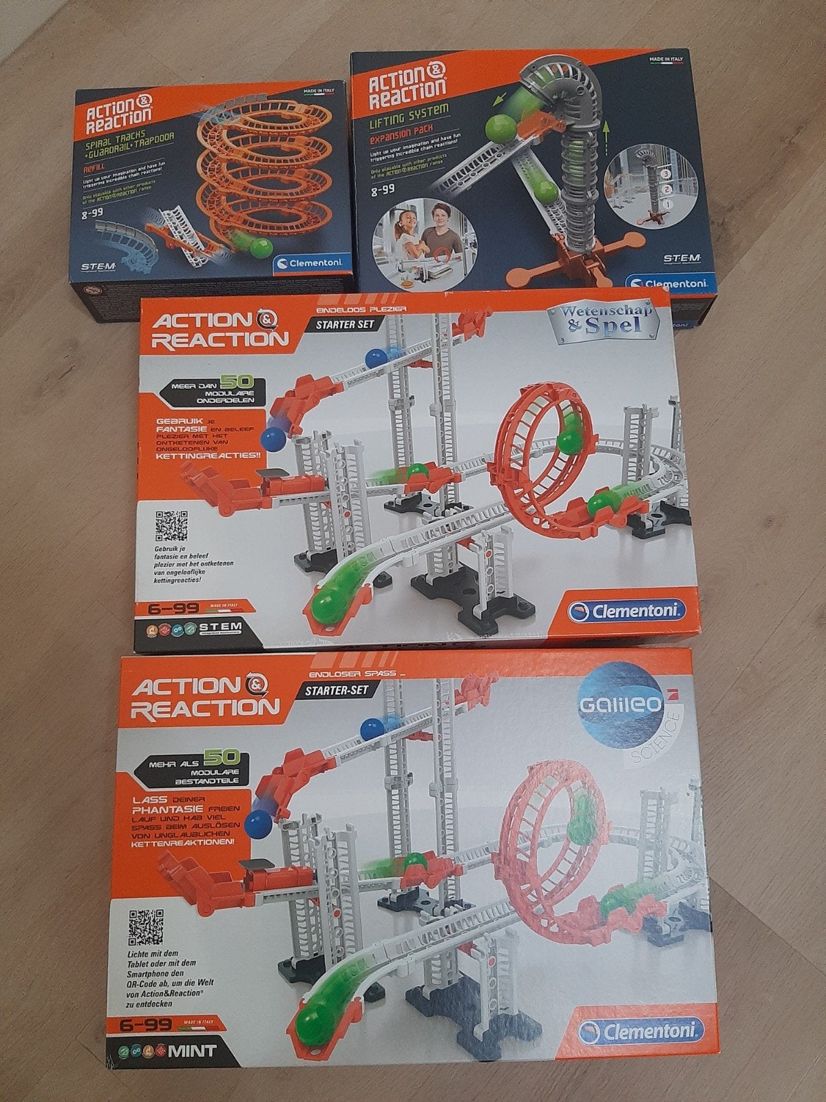 Clementoni Action & Reaction knikkerbaan set (4 dozen), Ophalen of Verzenden, Zo goed als nieuw, Overige merken