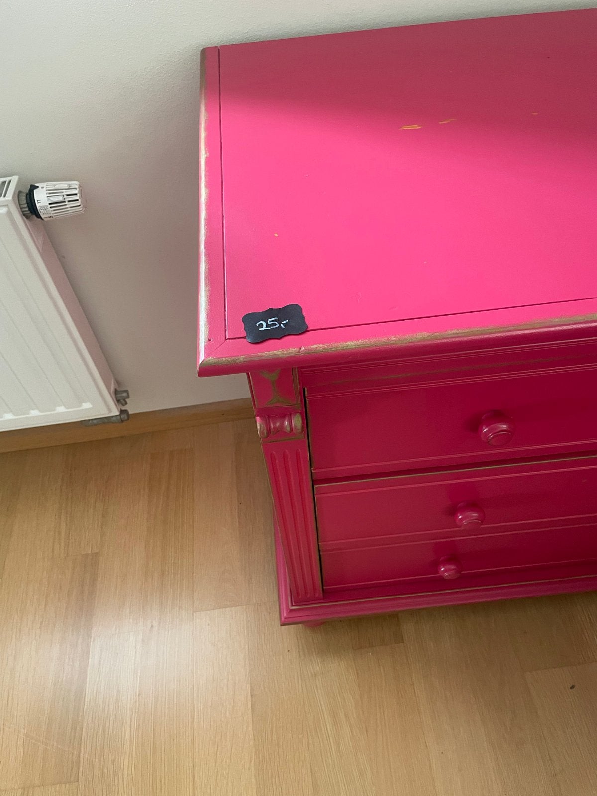 Roze ladekast met 3 laden, Ophalen, Gebruikt, 100 tot 150 cm, 50 tot 100 cm