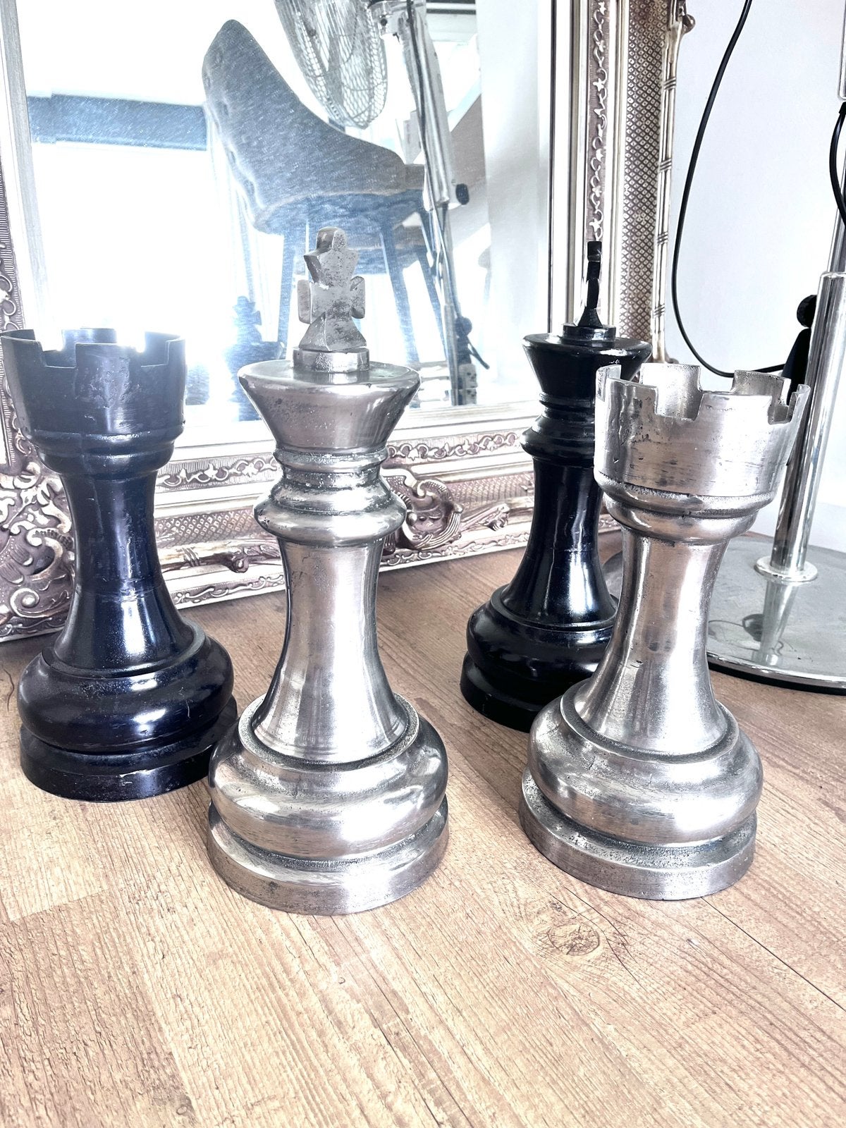 Decoratie Schaakstuk 4 st. In prijs verlaagd, Ophalen, Gebruikt, Zwart, Metaal