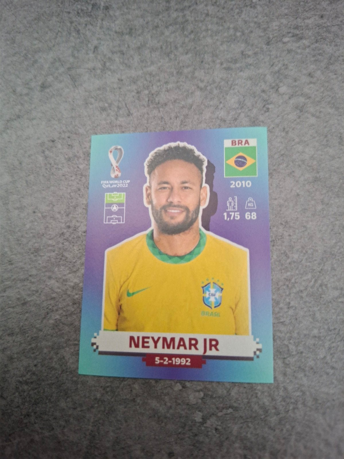 Panini sticker WK 2022 Qatar. Neymar Junior Brazilië., Verzenden, Zo goed als nieuw, Sticker
