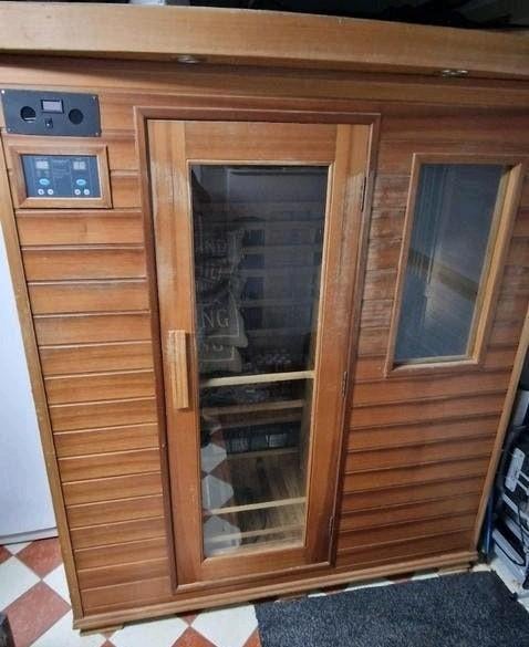 Hybride Sauna (Infrarood & Kachel) 155x110x190 cm, Ophalen, Gebruikt, Infrarood, Complete sauna
