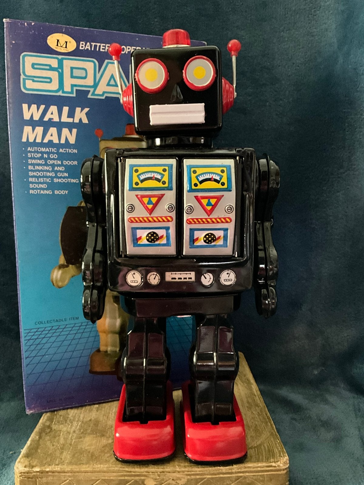 Battery operated blikken space robot onbespeeld met doos, Ophalen of Verzenden