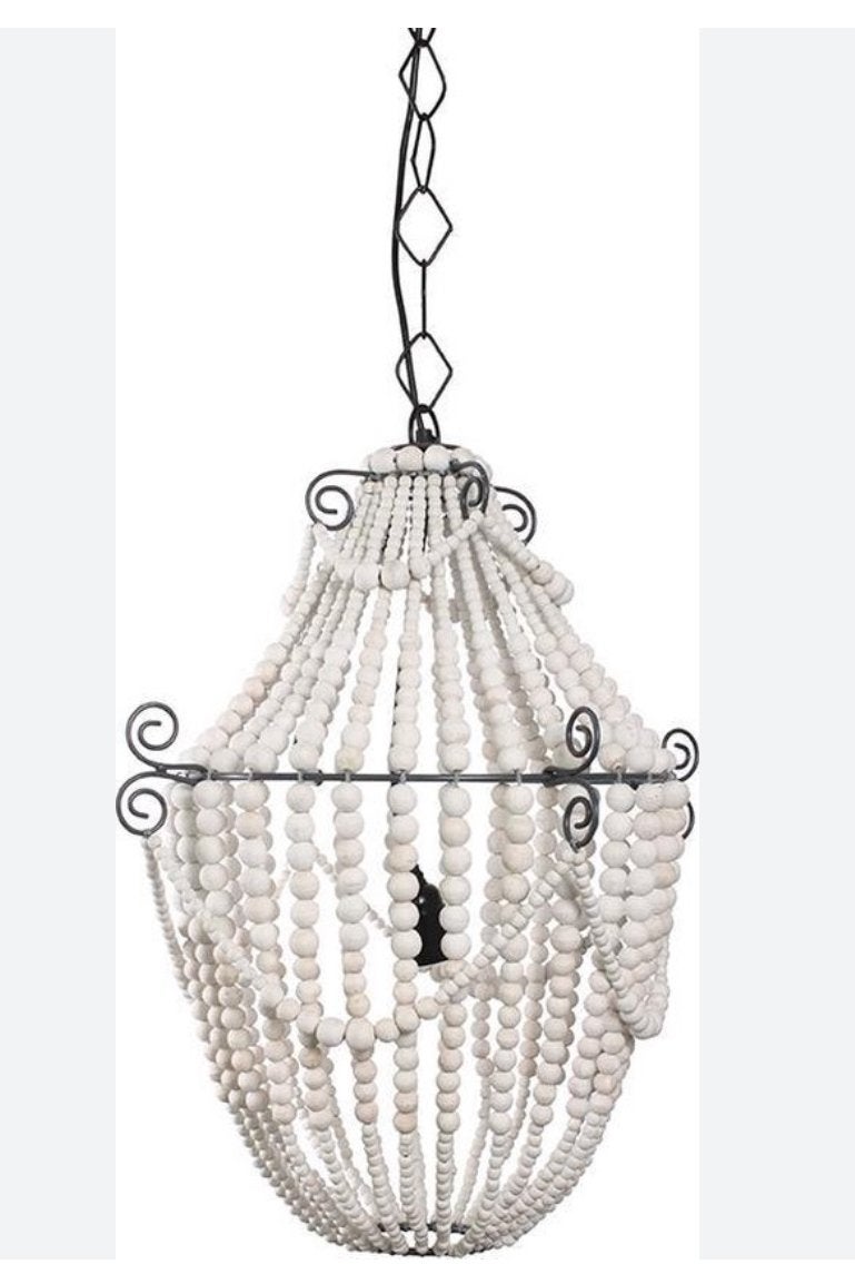 Bodilson Queen Lamp - Houten Kralen Kroonluchter, Ophalen, Zo goed als nieuw, Hout, E27 (groot)
