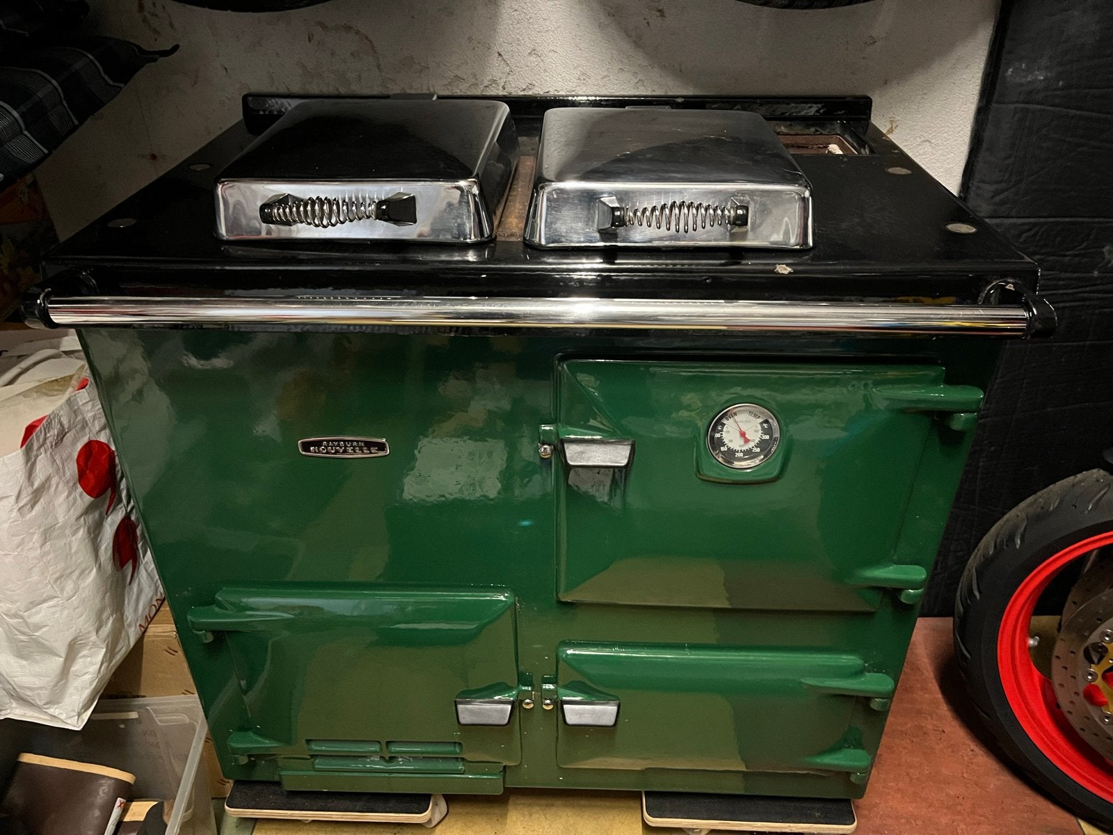 Rayburn Nouvelle Fornuis/Oven - Groen, Vrijstaand, Ophalen, Gebruikt, 60 cm of meer, 4 kookzones