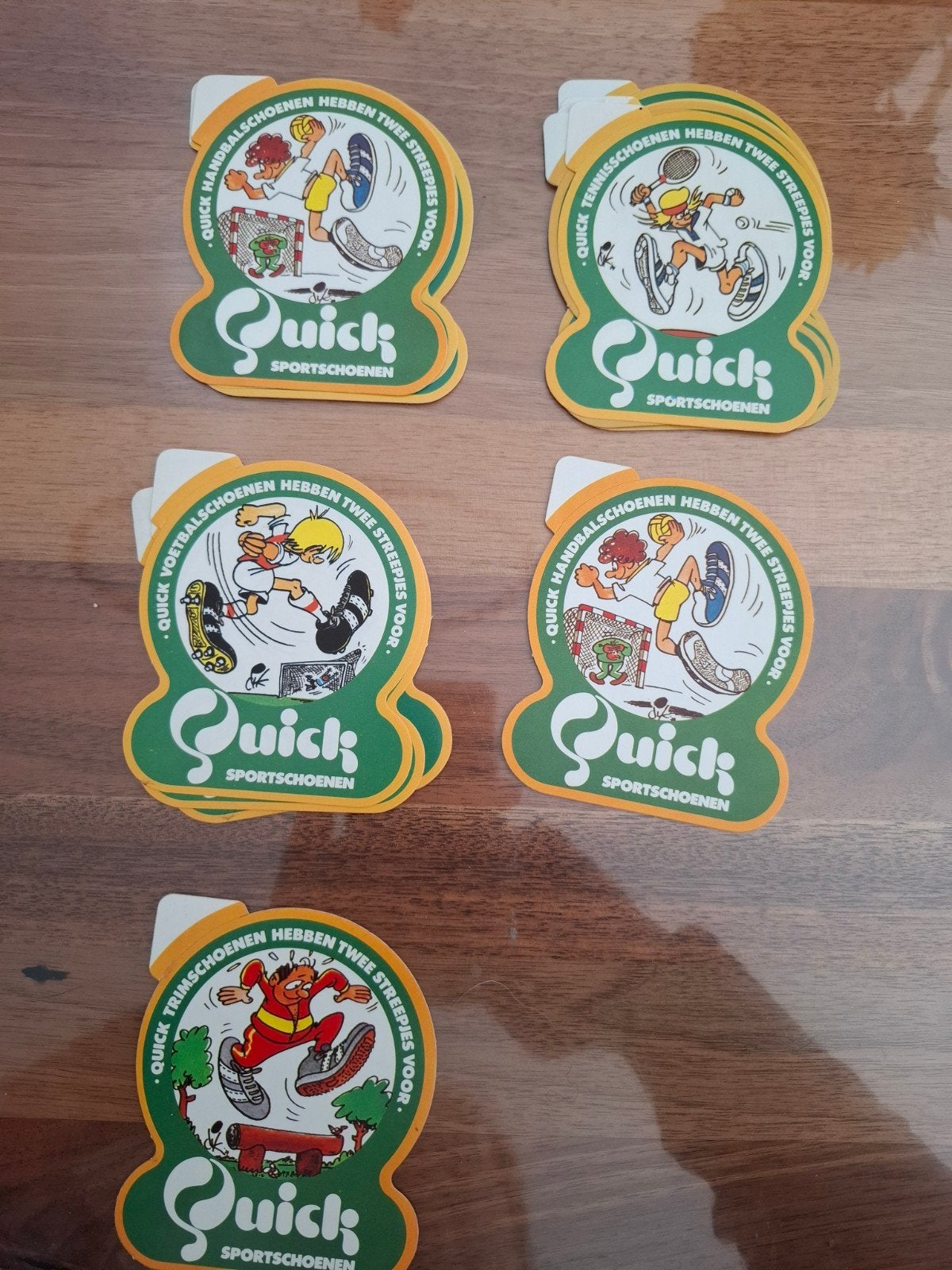 5x Vintage Quick Stickers 1979 - Dik Bruynesteyn Retro, Ophalen of Verzenden, Zo goed als nieuw, Overige sporten, Overige typen