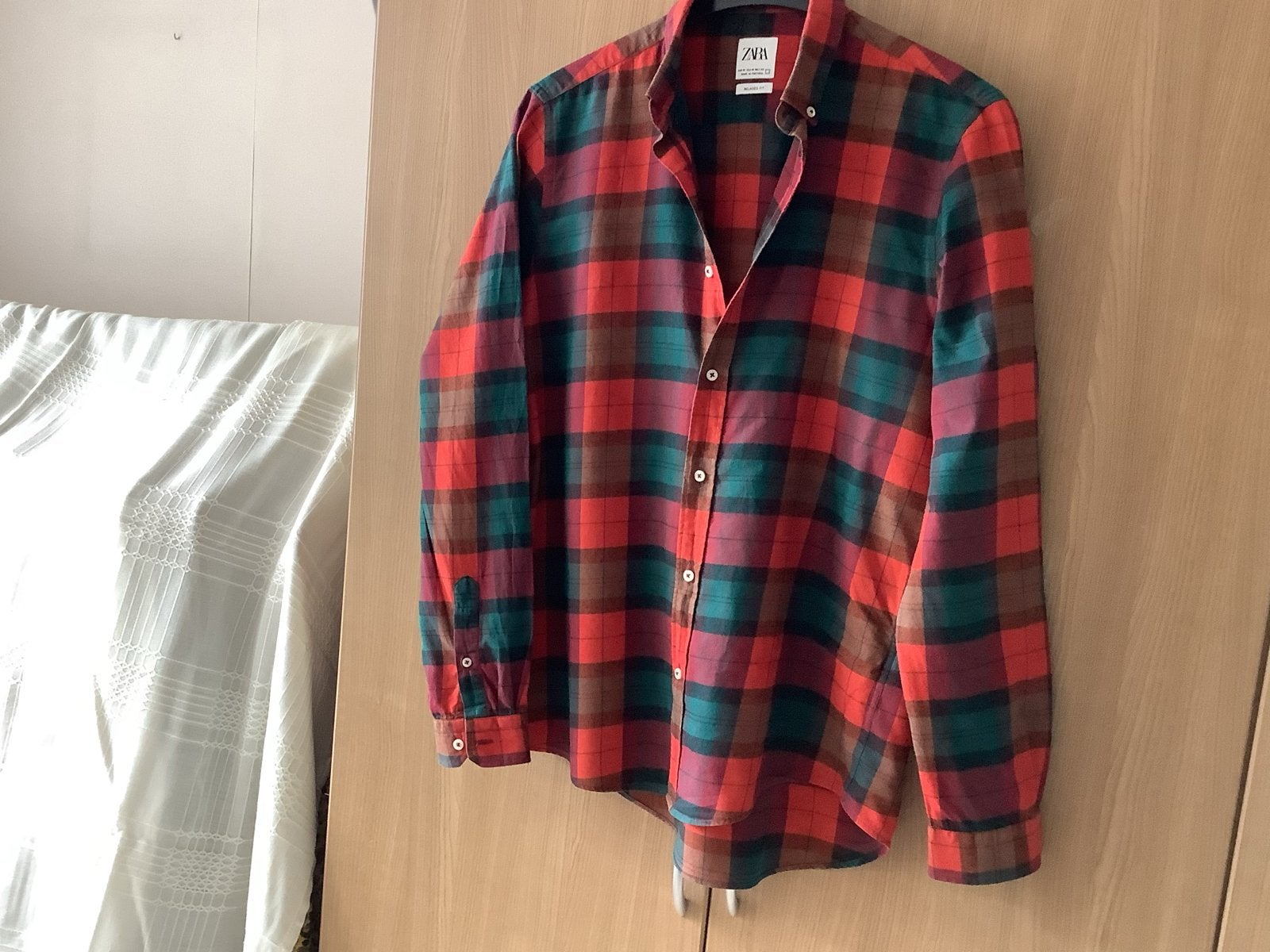 Geruit Overhemd.   mt,    M.     Zara,, Kleding | Heren, Verzenden, Zo goed als nieuw, Meerkleurig, Halswijdte 39/40 (M)