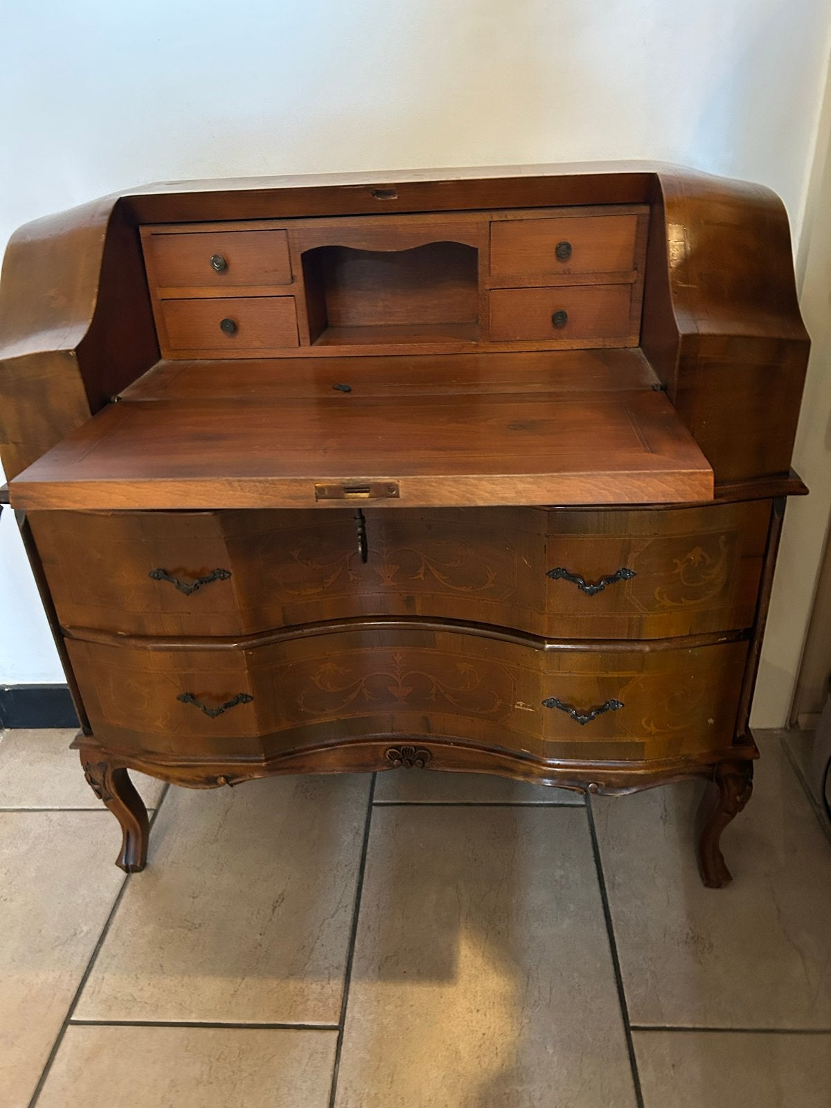 Antiek Bureau met Klep en Laden - 86 cm hoog, Antiek en Kunst, Ophalen