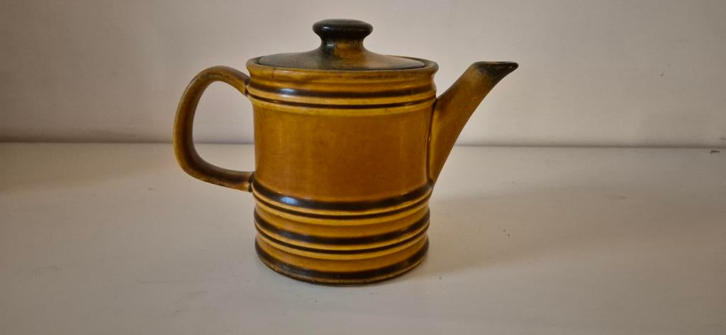 Vintage Aardewerken Koffiekan - Bruin met Strepen, Antiek en Kunst, Antiek | Keramiek en Aardewerk, Ophalen of Verzenden