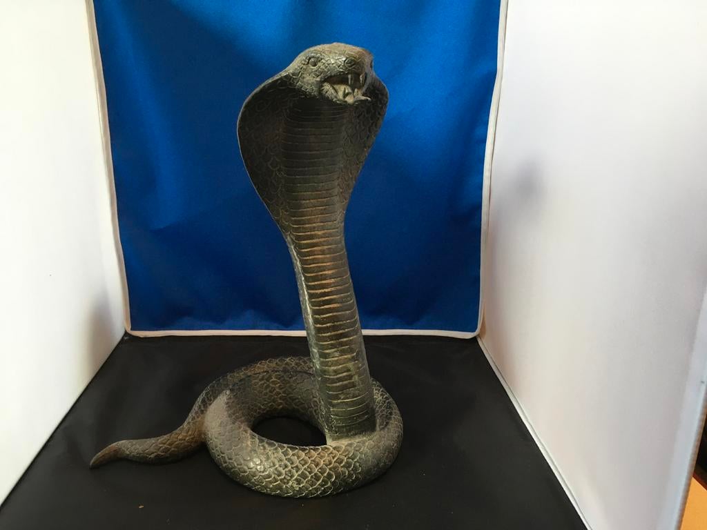 Bronzen Cobra Beeld - 35 cm, Ophalen of Verzenden