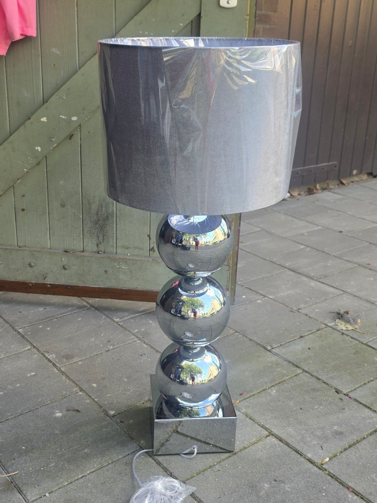Zilveren Bollamp 60cm - Nieuw in plastic, Ophalen, Nieuw, E27 (groot), Minder dan 100 cm