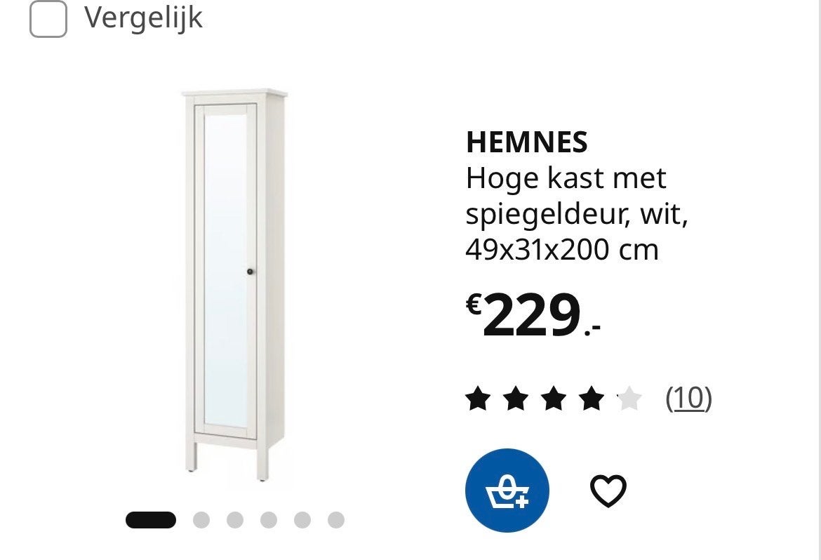 IKEA HEMNES Hoge Kast met Spiegeldeur, Wit, Huis en Inrichting, Ophalen, Gebruikt