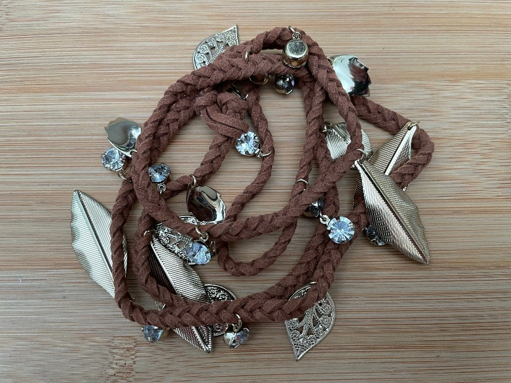 Bedelarmband Veren Steentjes Ibiza Stijl NIEUW, Overige materialen, Bruin, Met bedels of kralen, Nieuw