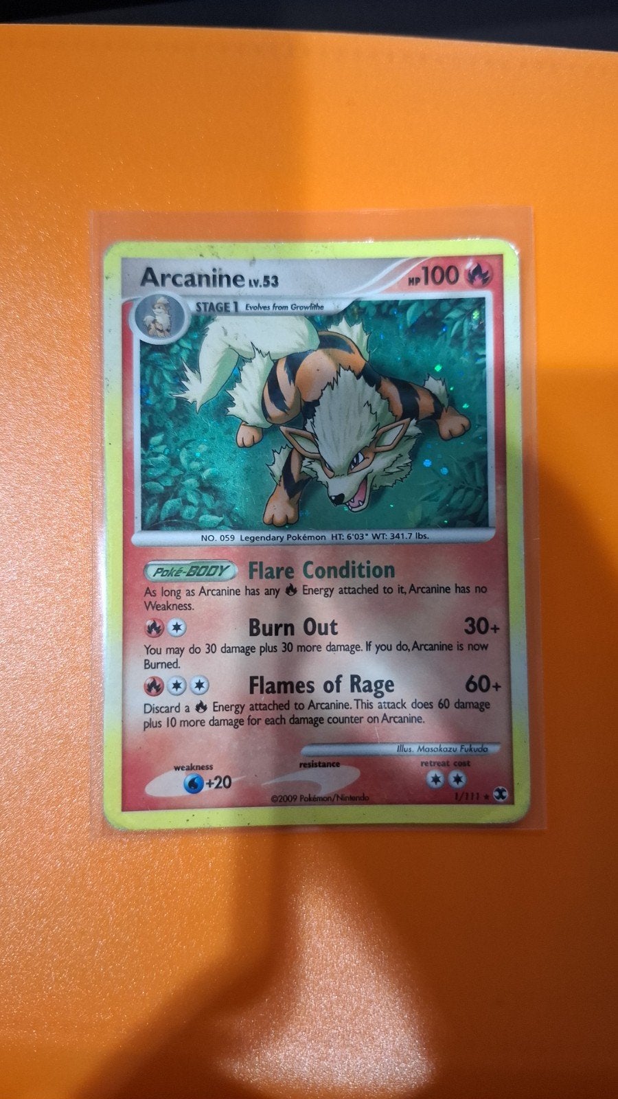 Arcanine, Pokemon, 1/111, Rising Rivals, Verzenden, Zo goed als nieuw, Losse kaart, Foil