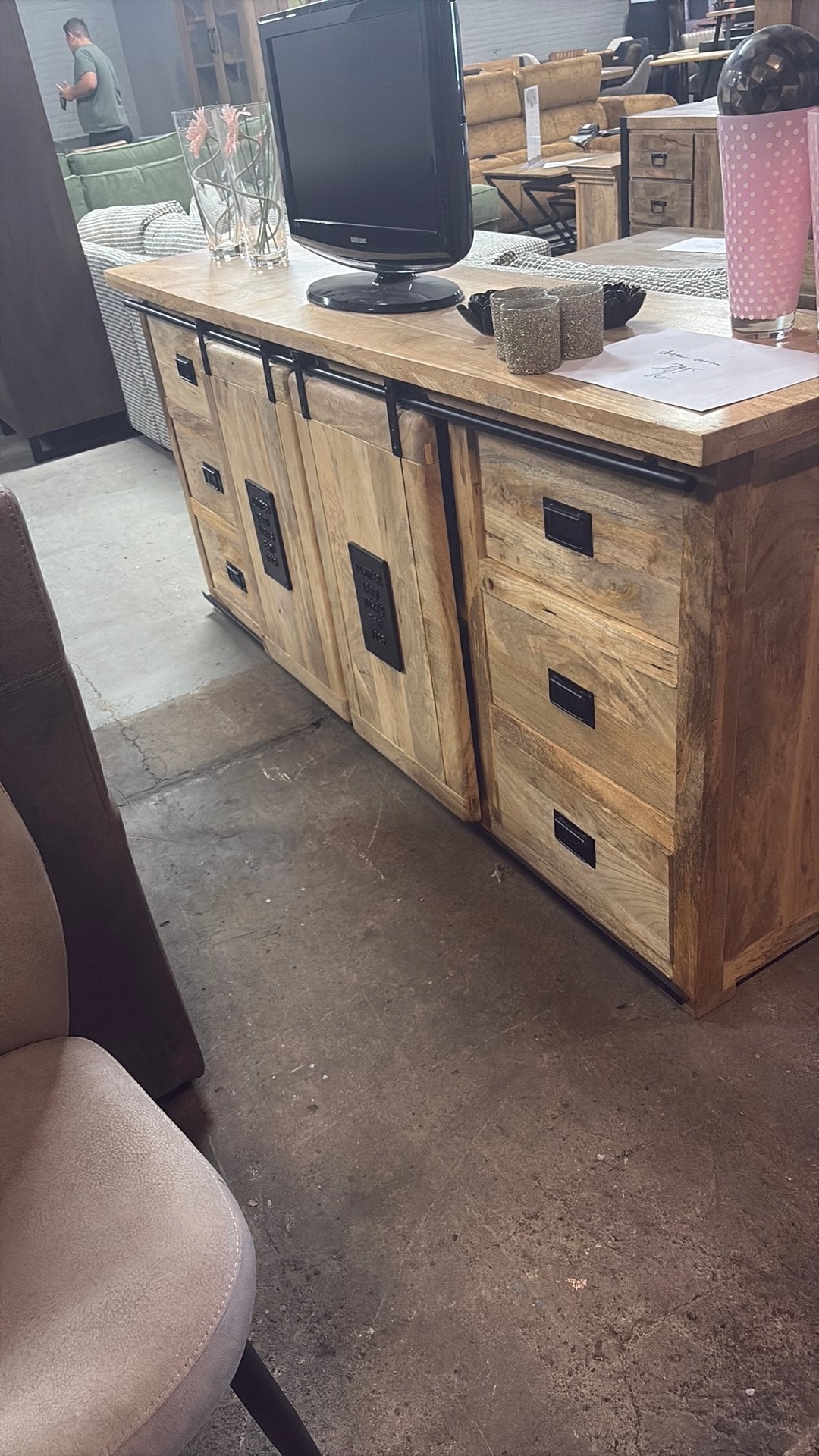 Dressoir 200cm mango hout, Ophalen, Outletliving7@gmail.com, Nieuw, 200 cm of meer