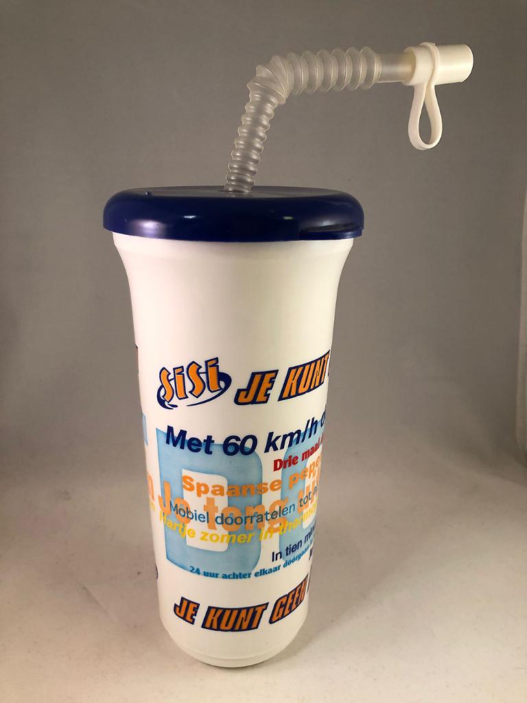 Sisi - Grappige drinkbeker met rietje - riet beker reclame, Overige materialen, Overige typen, Nieuw, Ophalen of Verzenden