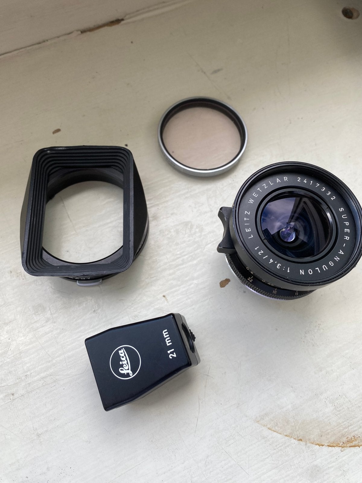 Leica Super-Angulon 21mm f/3.4 + externe zoeker, Ophalen of Verzenden