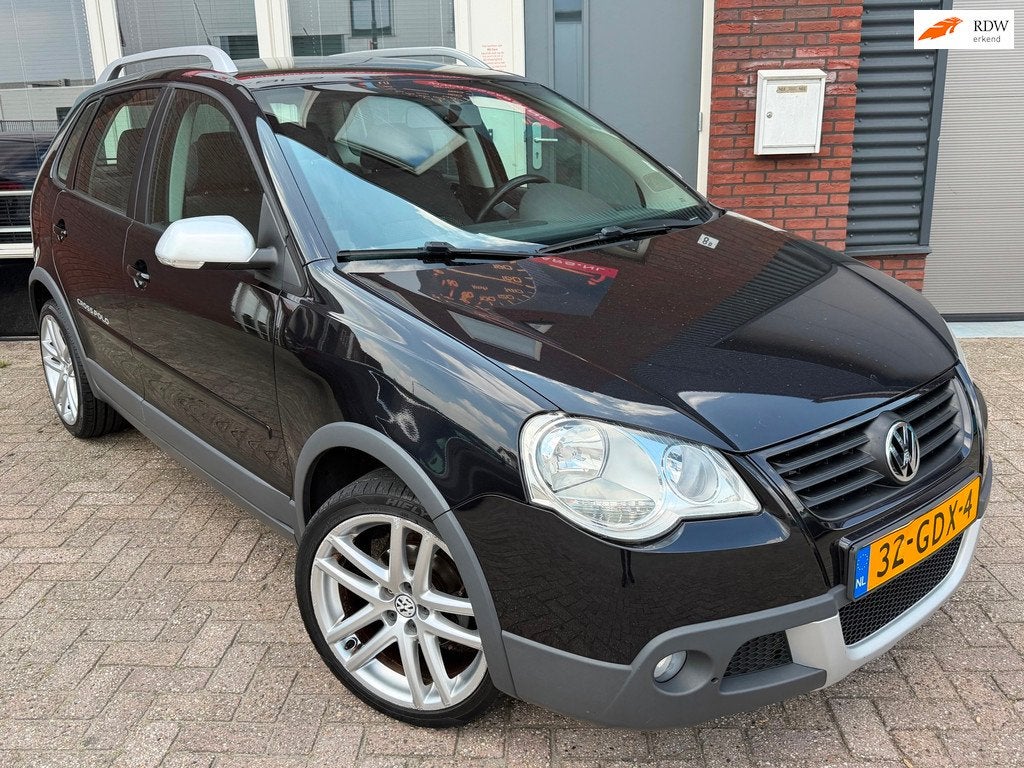 Volkswagen Polo 1.4-16V Cross / 1e Eig / Airco / Cruise / 17, Voorwielaandrijving, Met garantie (alle), Zwart, Origineel Nederlands