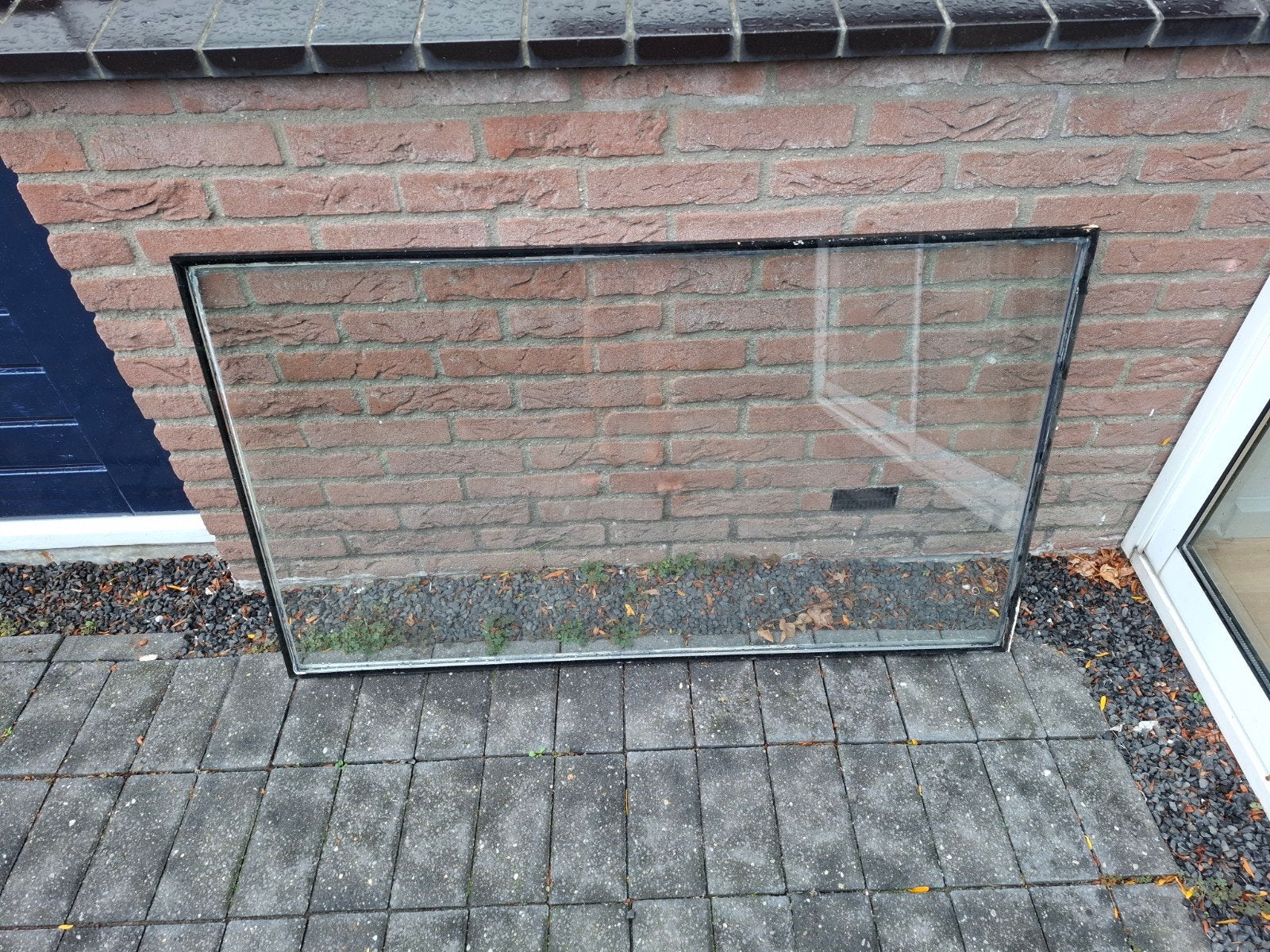 Grote glasplaat met zwart frame, Ophalen, Gebruikt, Minder dan 80 cm, 80 tot 120 cm