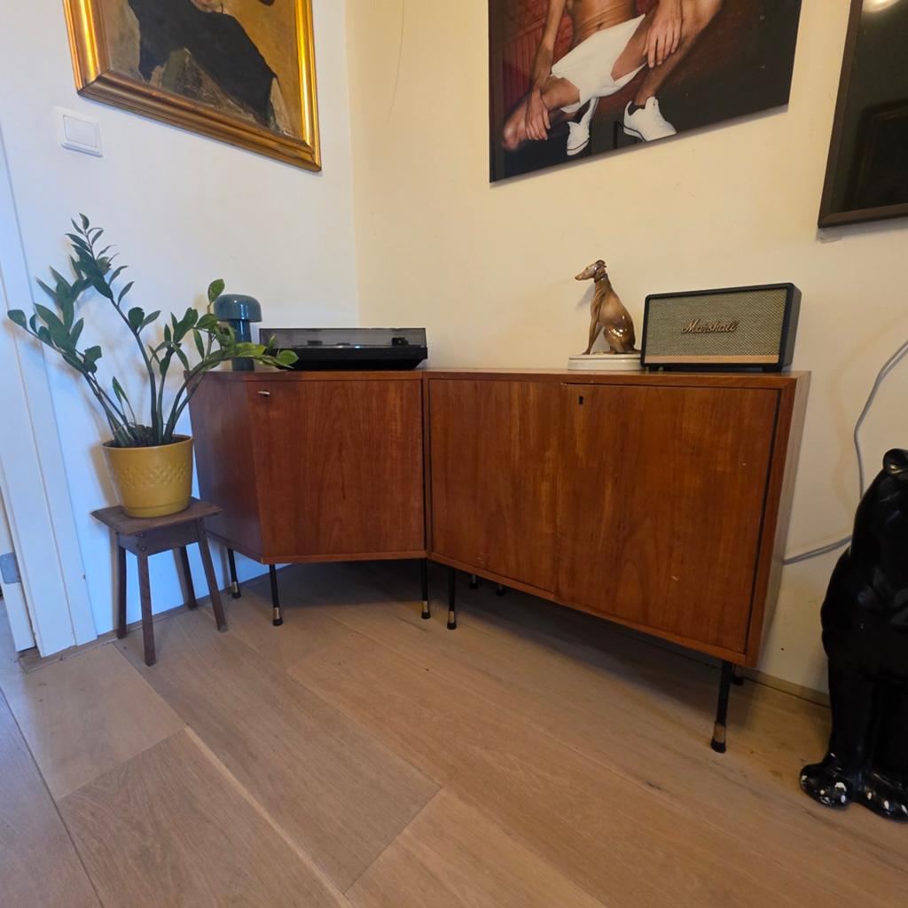 Vintage Teak Mid-century Hoekdressoir, Ophalen, Gebruikt, 25 tot 50 cm