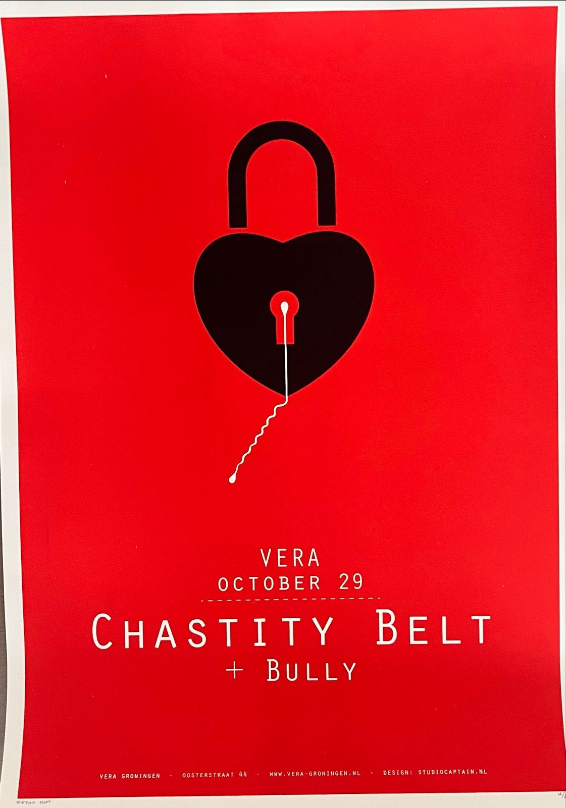 Concertposter Vera Groningen - Chastity Belt + Bully, Rechthoekig Staand, Ophalen of Verzenden, Zo goed als nieuw, A1 t/m A3