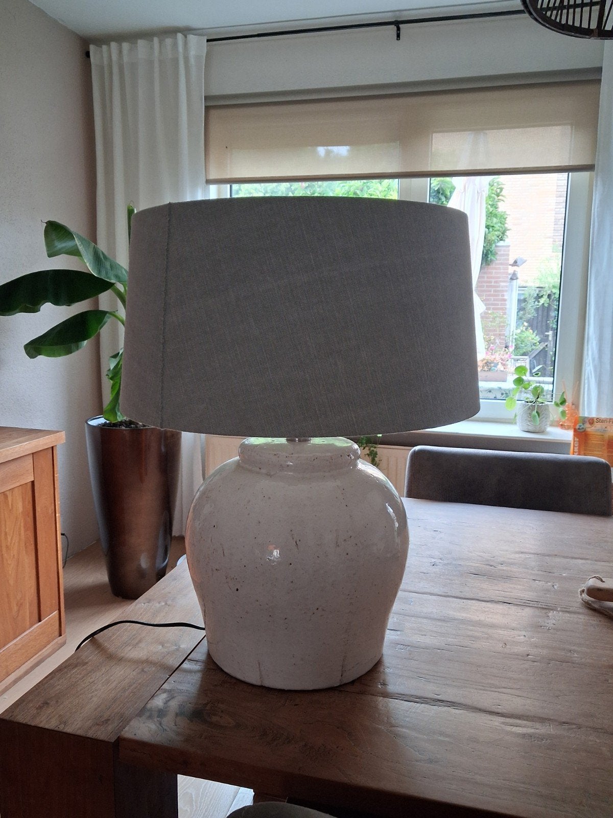 schemerlamp + kap, Huis en Inrichting, Lampen | Lampenkappen, Ophalen, Tafellamp, Wit, Rond