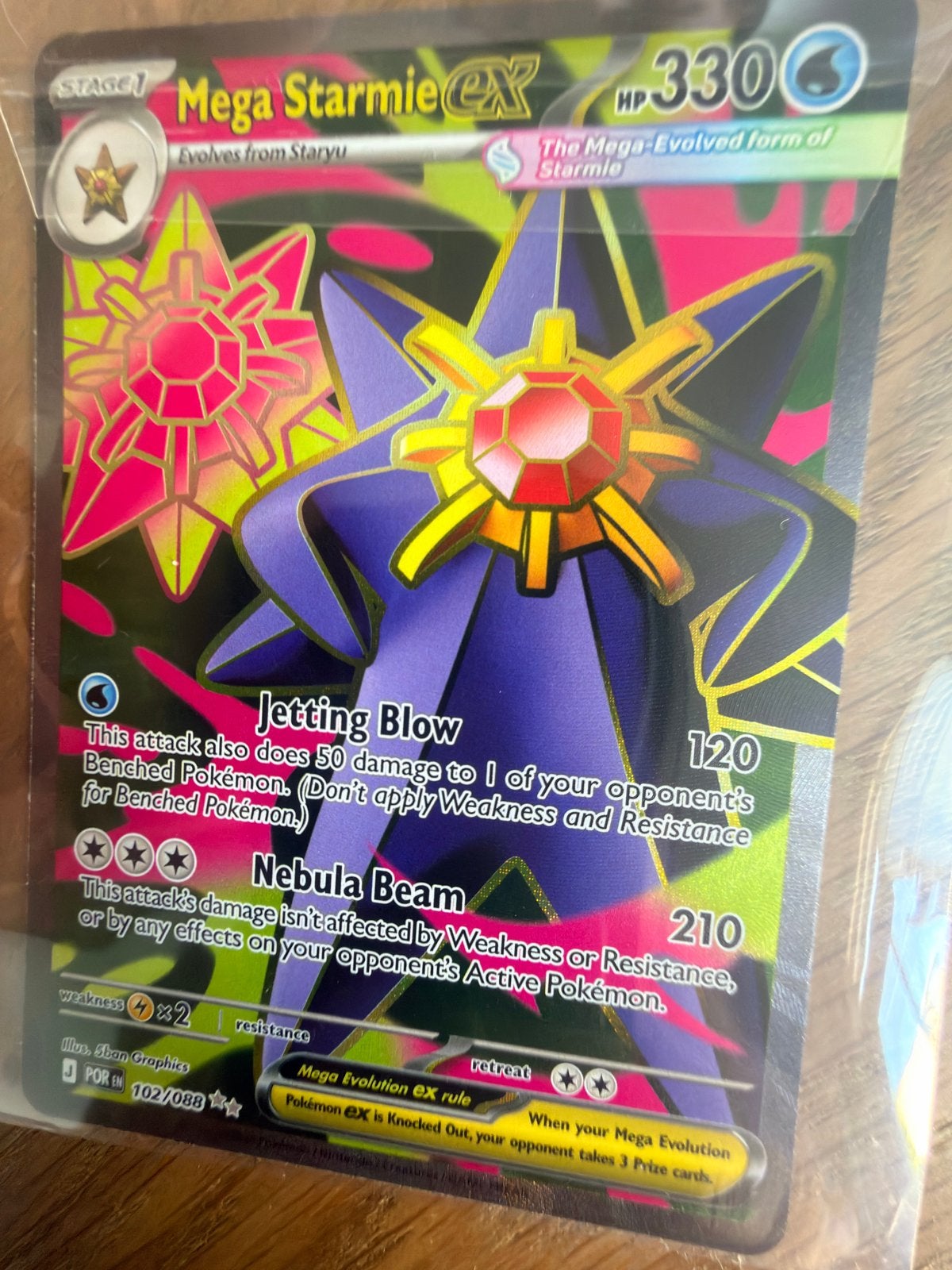 Mega Starmie EX Pokémon Kaart 102/088, Ophalen of Verzenden, Nieuw, Losse kaart