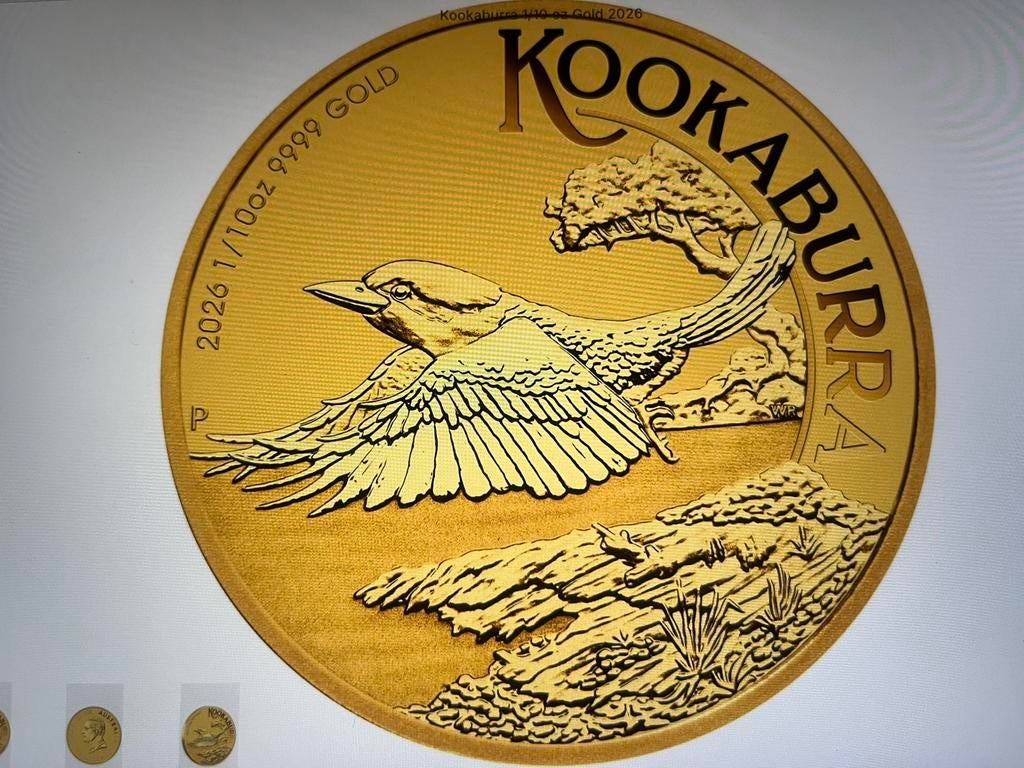 Australië 🇨🇰1/10 gouden Kookaburra 2026., Postzegels en Munten, Ophalen of Verzenden, Goud