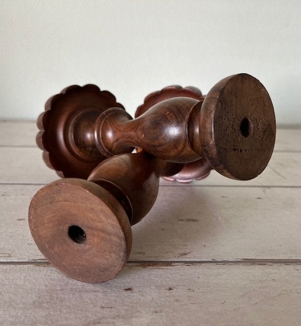 Set van twee Franse eikenhouten balusters sierknoppen, Antiek en Kunst, Antiek | Woonaccessoires, Ophalen of Verzenden
