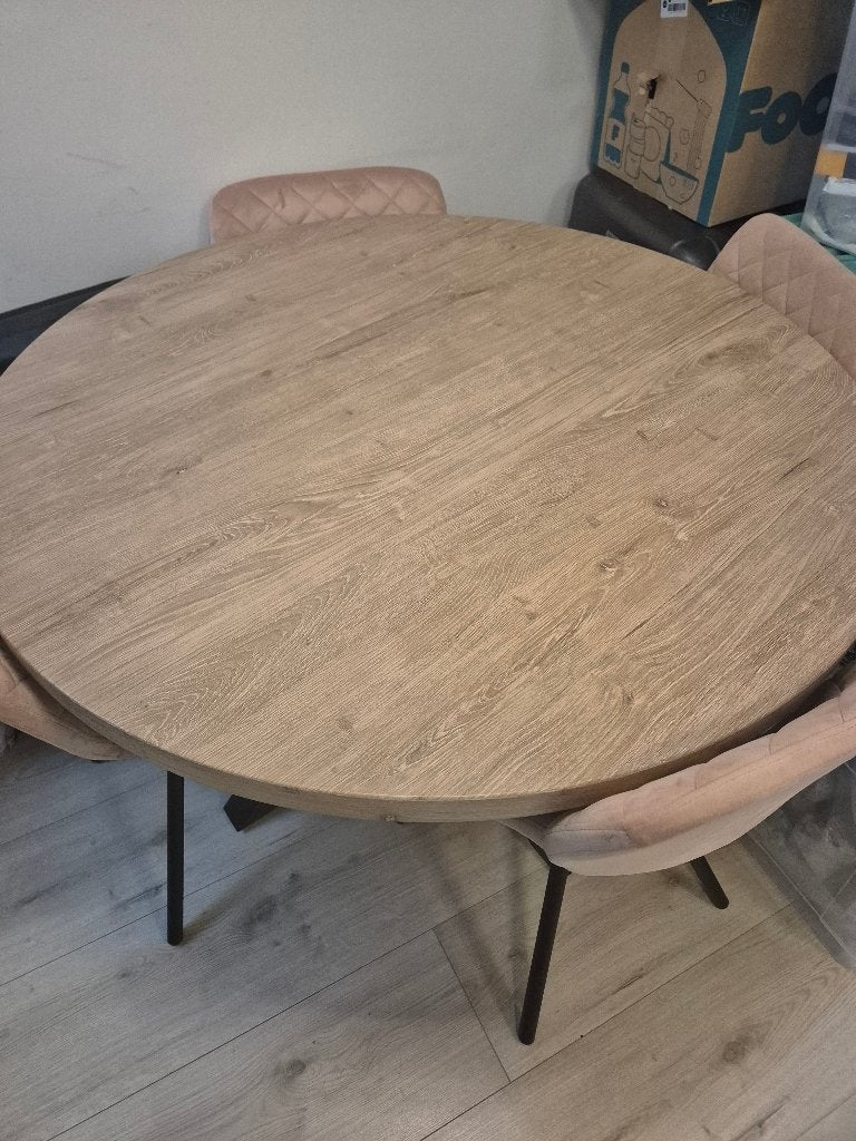 Leenbakker tafel, Ophalen, Gebruikt, Rond, Vier personen