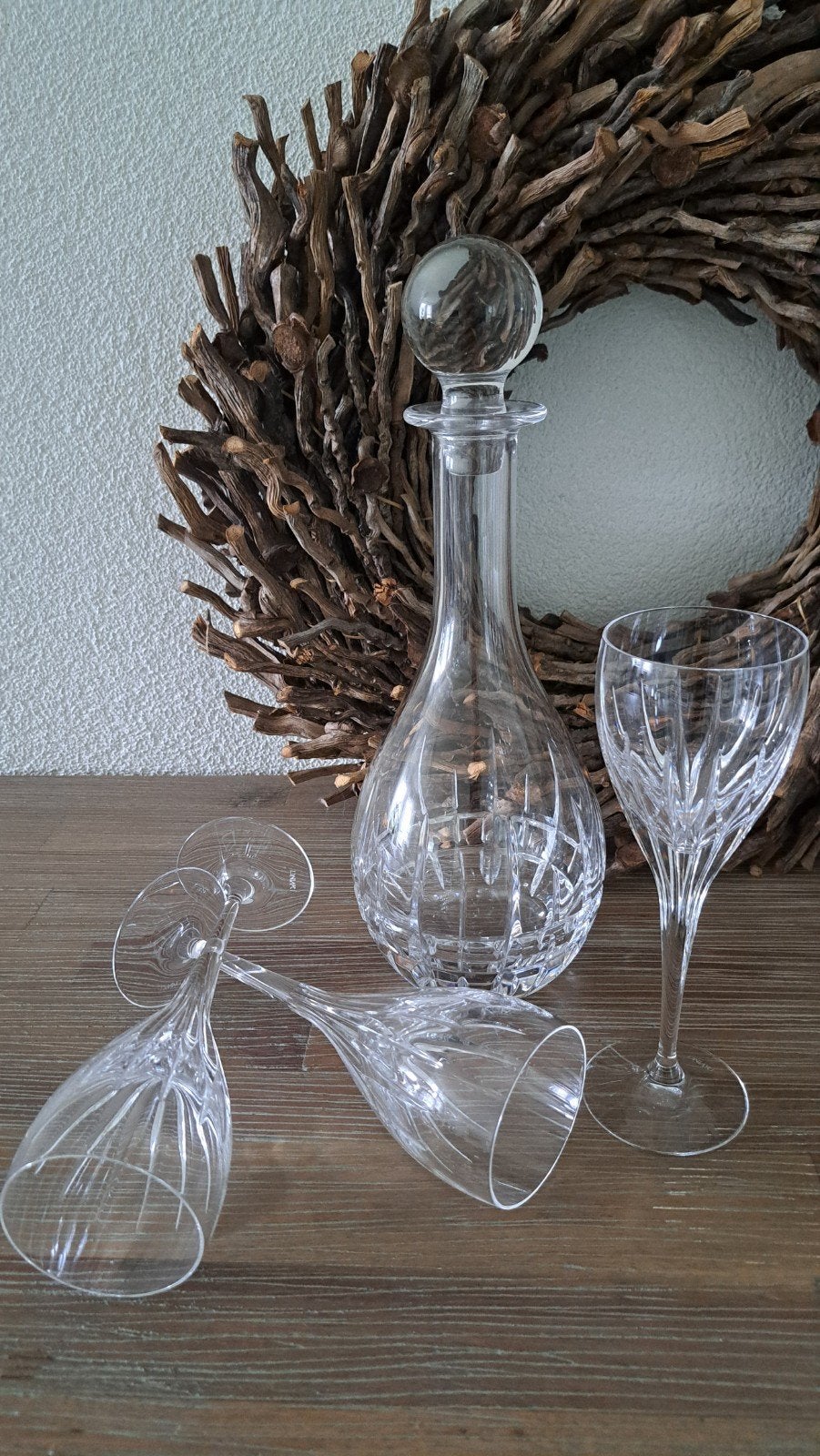 Karaf met 3 wijnglazen., Antiek en Kunst, Ophalen