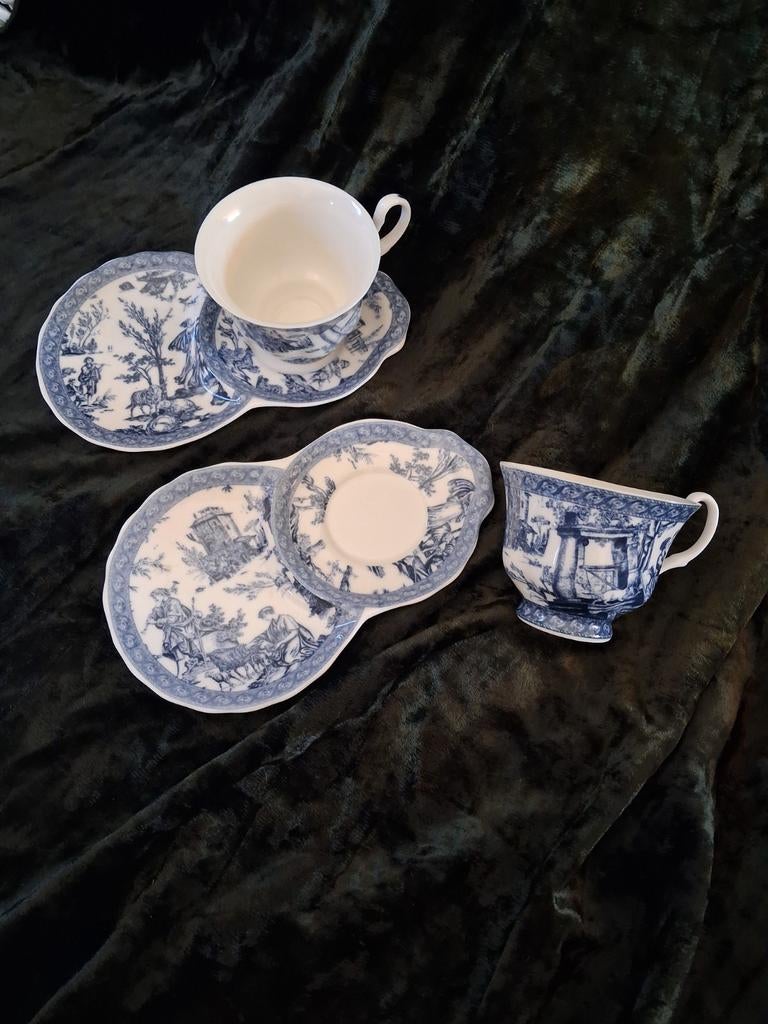 Meander,Twee,petit dejeuners,blauw porselein, Ophalen of Verzenden